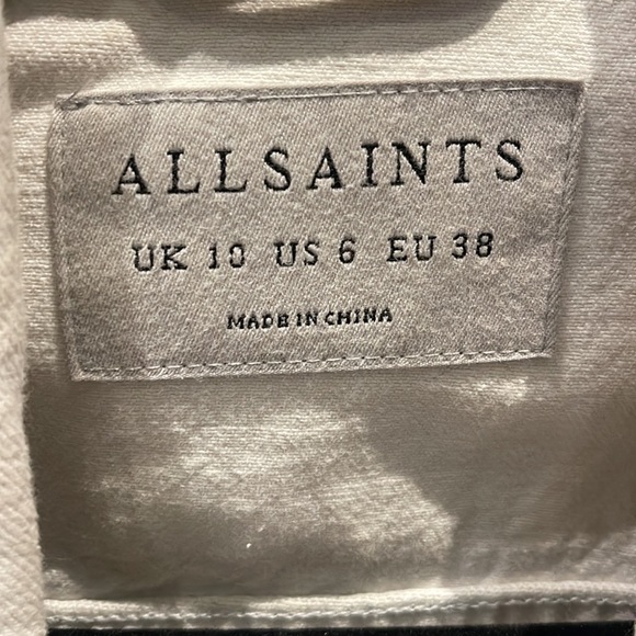 ALL SAINTS Dessa Balfern White Denim Biker Jacket SIZE 6 - Picture 5 of 9